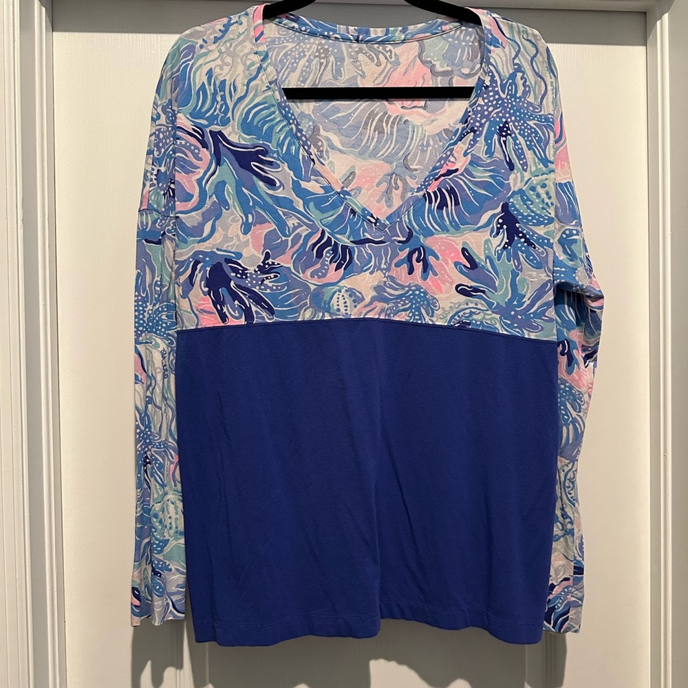 GUC Lilly Pulitzer V Neck Long Sleeve Top